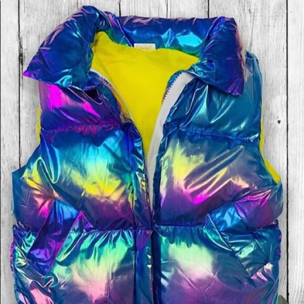 NWT:  Girls Mermaid Blue Lined Zip Front Puffer Vest (4-5 years)